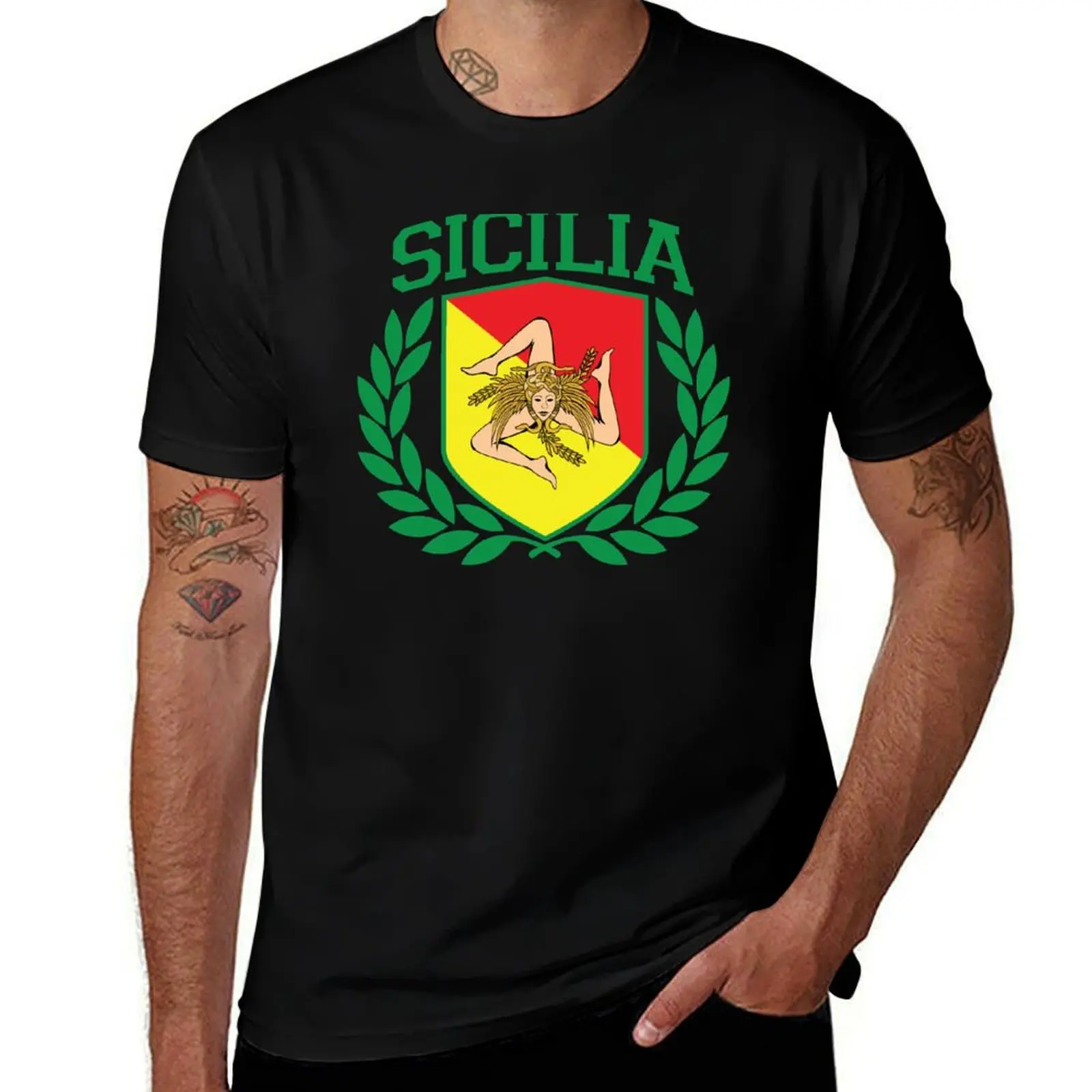 Sicily Shield T-Shirt sweat customs design your own plus sizes summer tops mens t shirts top quality