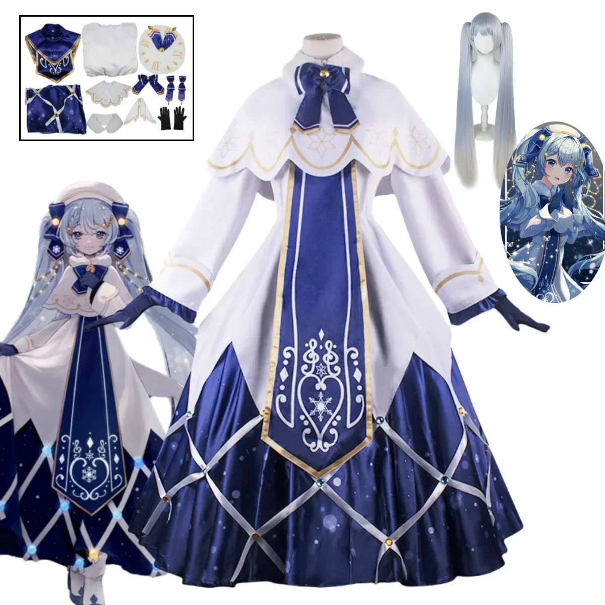 

Anime Miku Cosplay Costume Cute Lolita Dress Uniform Halloween Carnival Party Carnival Performance Costume Complete Set of Props