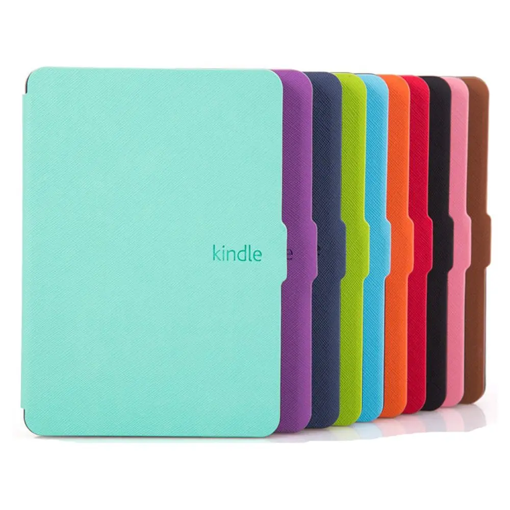 New Folio Cross Grain Protective Shell Smart Case Cover PU Leather For Kindle Paperwhite 1/2/3