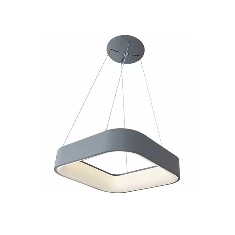 European Minimalist Restaurant Lamp Modern Minimalist Bar Fashionable Rectangular Hollow Ring Art Chandelier