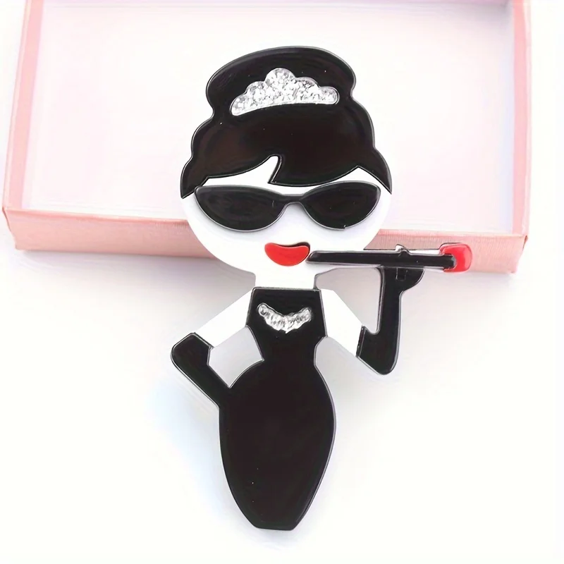 women\'s acrylic portrait brooch fashion clothing accessories pins