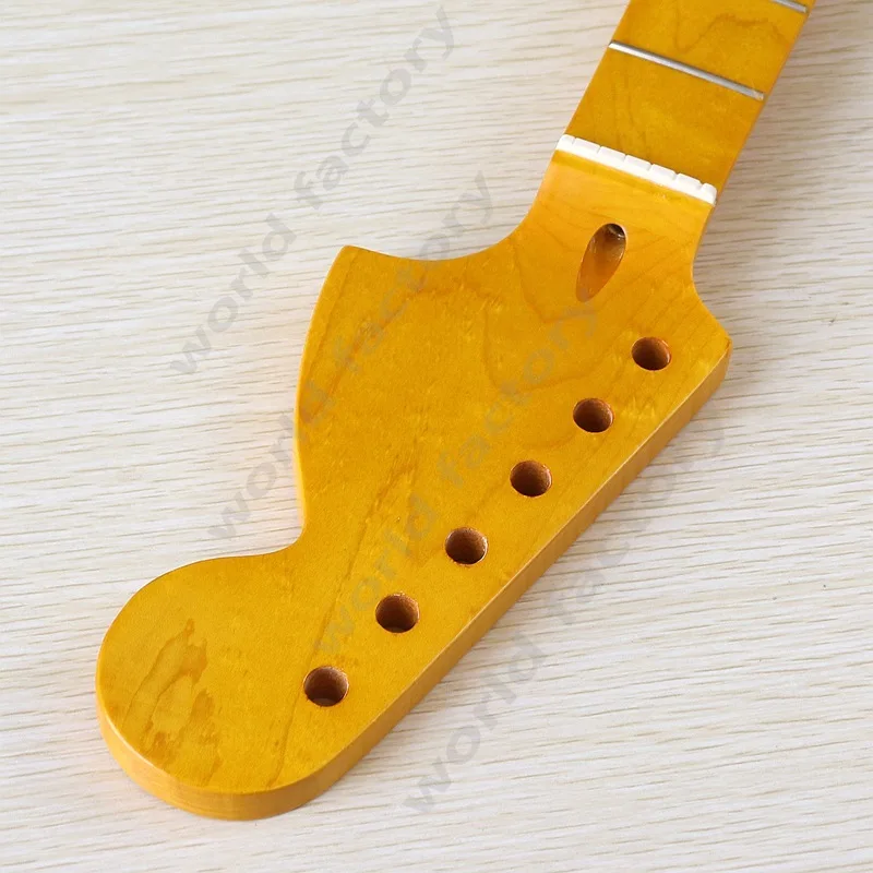 Electric guitar neck 6 strings 22 frets big head neck with maple bright yellow back center line handle, guitar modification