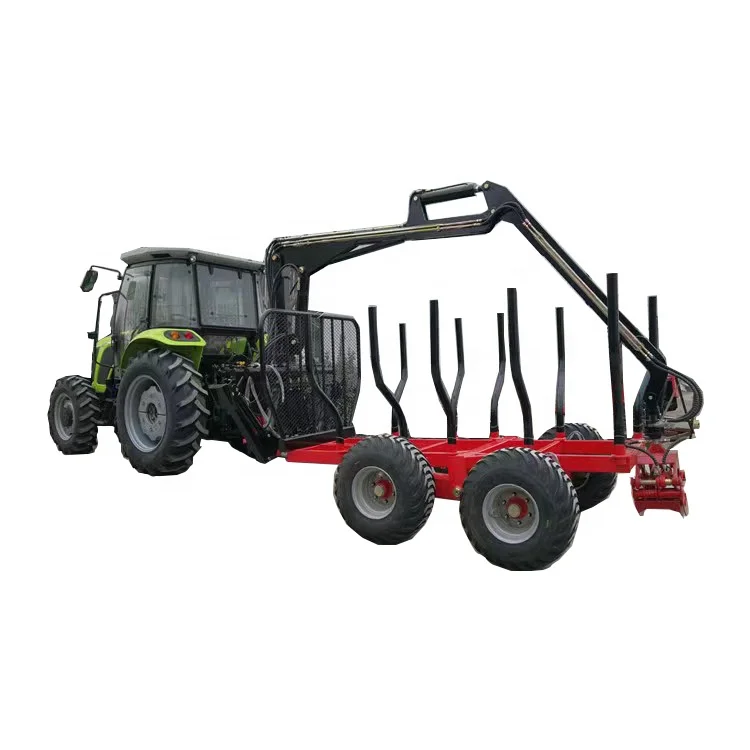 Customized High Quality CE Approved Flyer TR50 Forestry Timber Grapple Trailer With Crane 5T Capacity Gearbox High Safety Dump B