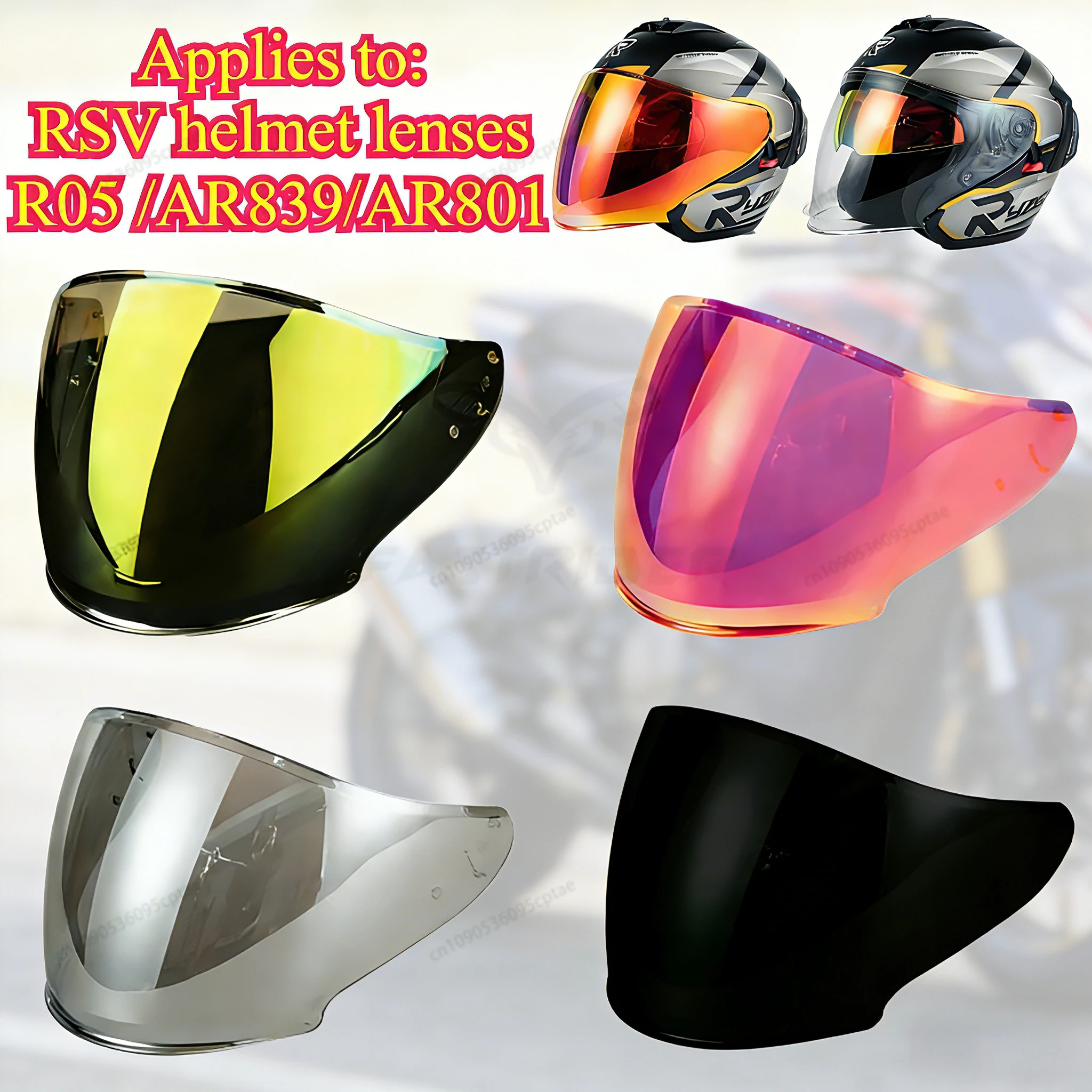 

Motorcycle Half Helmet Lens for RO-5/AR839/AR801 Ryzen Dustproof Anti-UV Windshield Replacement