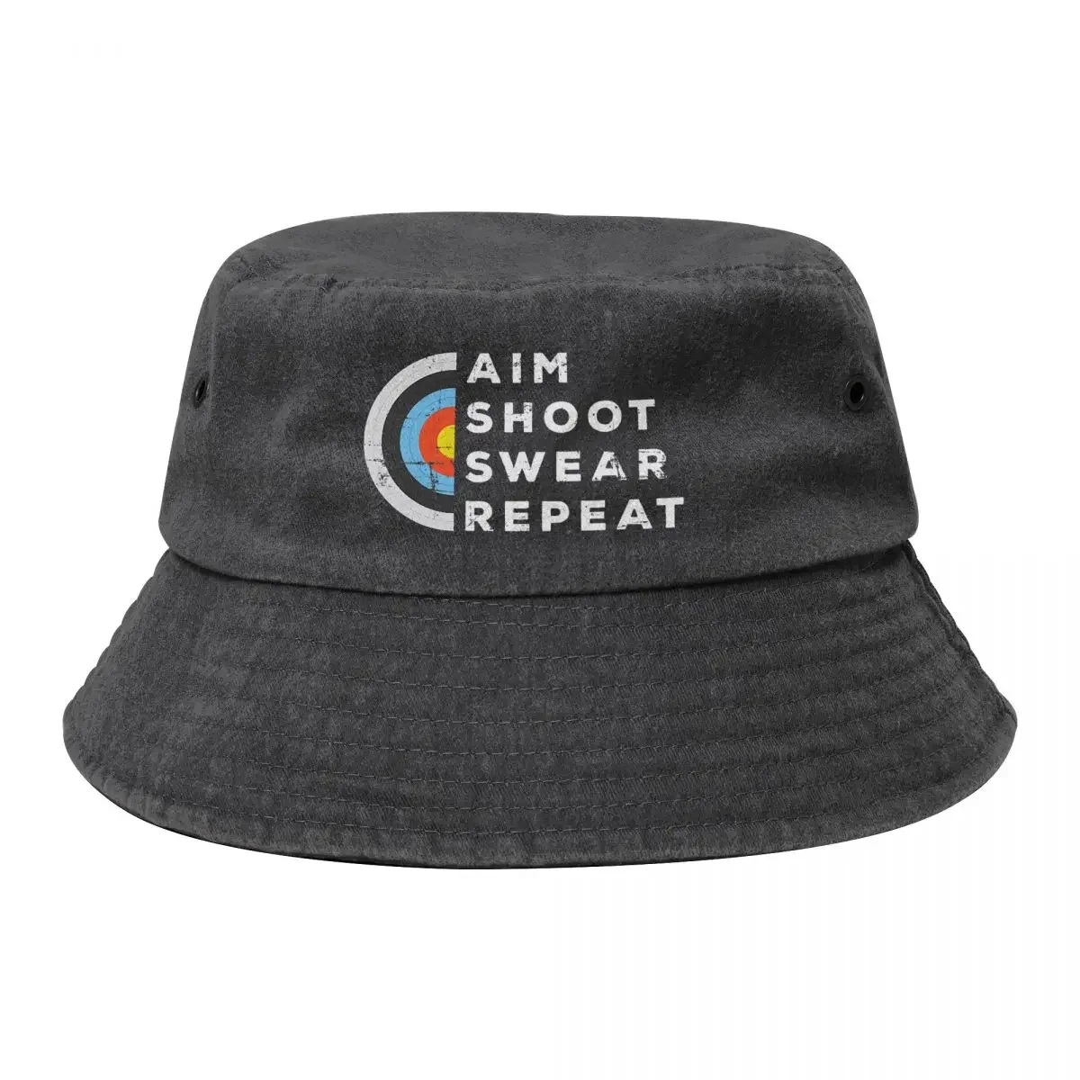 

Aim Shoot Swear Repeat Archheery Costume Archheer Gift Archheery Bucket Hat black Custom Cap Designer Hat For Man Women's