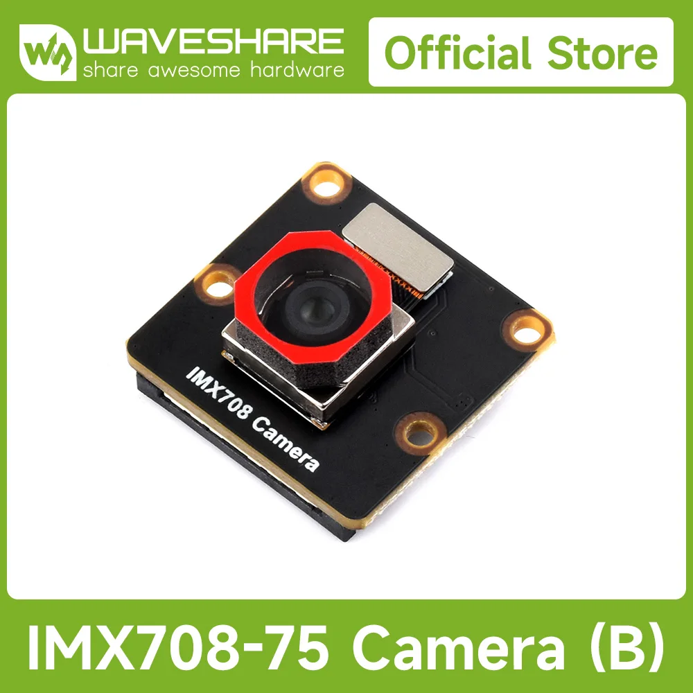 Waveshare IMX708 12MP High Resolution Autofocus Camera, 79.8° / 120° FOV, compatible with Raspberry Pi series boards