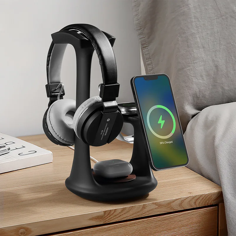 Magnetic Phone Wireless Charger for IPhone Creative Phones Storage Stand Desktop Earphone Charging Holder Headphone Display Rack