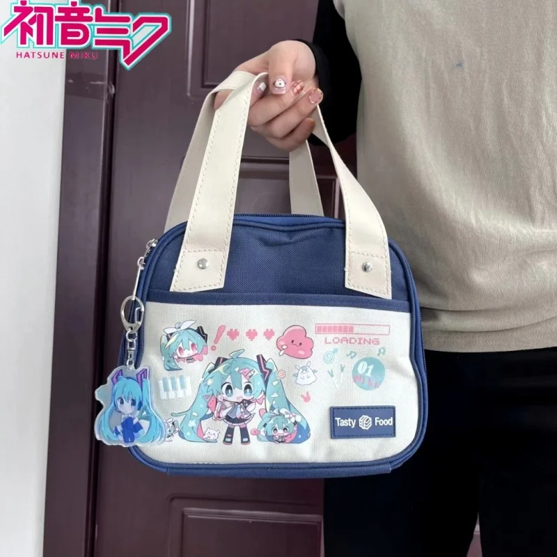 New Hatsune Miku Lunch Bag Kawaii Insulated Bento Pack Portable Large Capacity Student Lunch Handbag Camping Picnic Food Bags