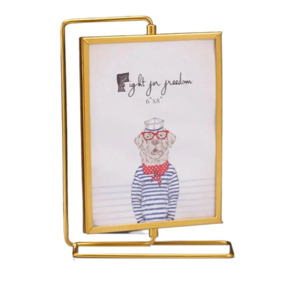 Elegant Not Easily Deformed Metal Photo Frame Rotating Modern Photo Frame Ornament Minimalist Metal Craft Bedroom