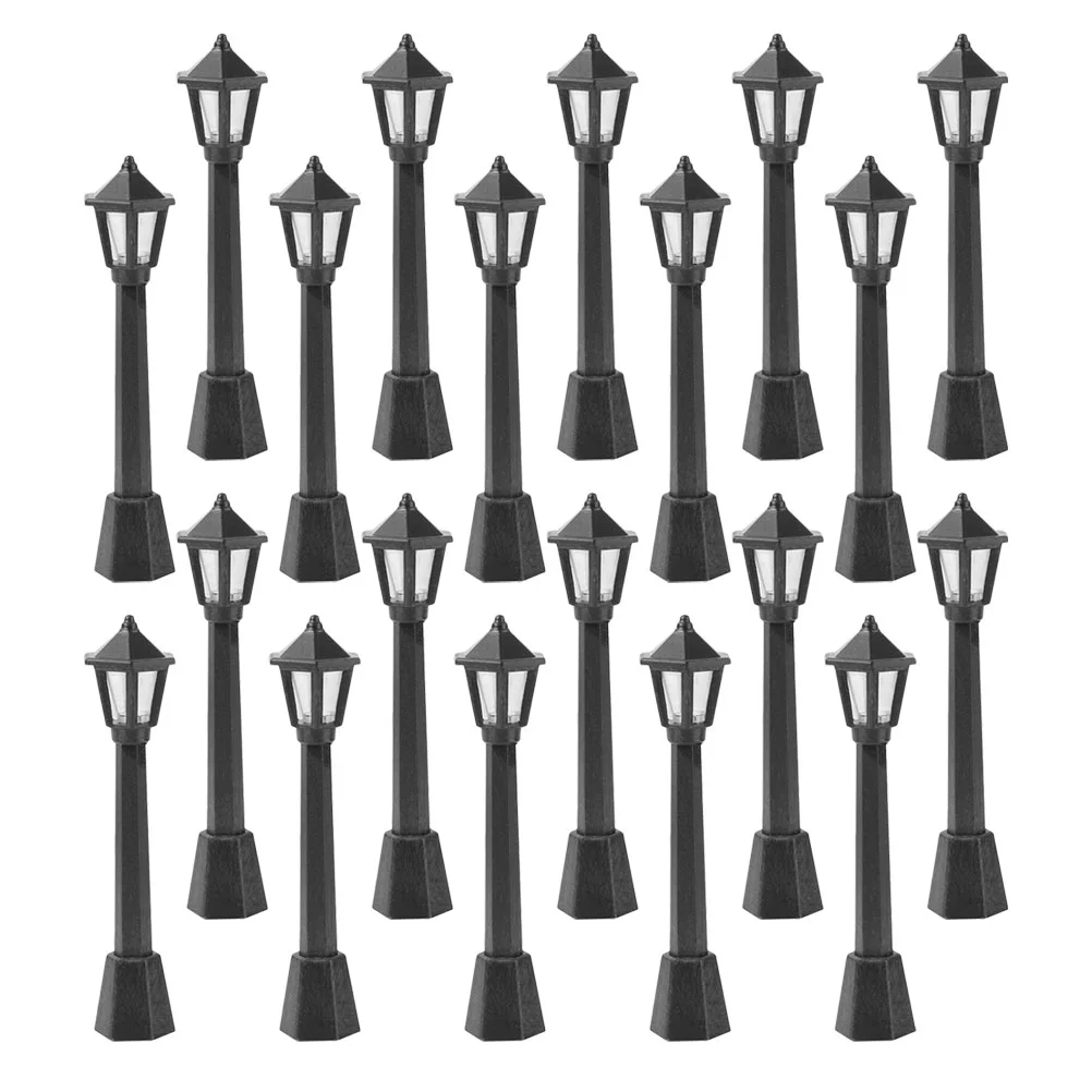 20 Pcs Micro Landscape Mini Street Light Model Small Christmas Decor House Village Black Solar Lights Outdoor Decorative