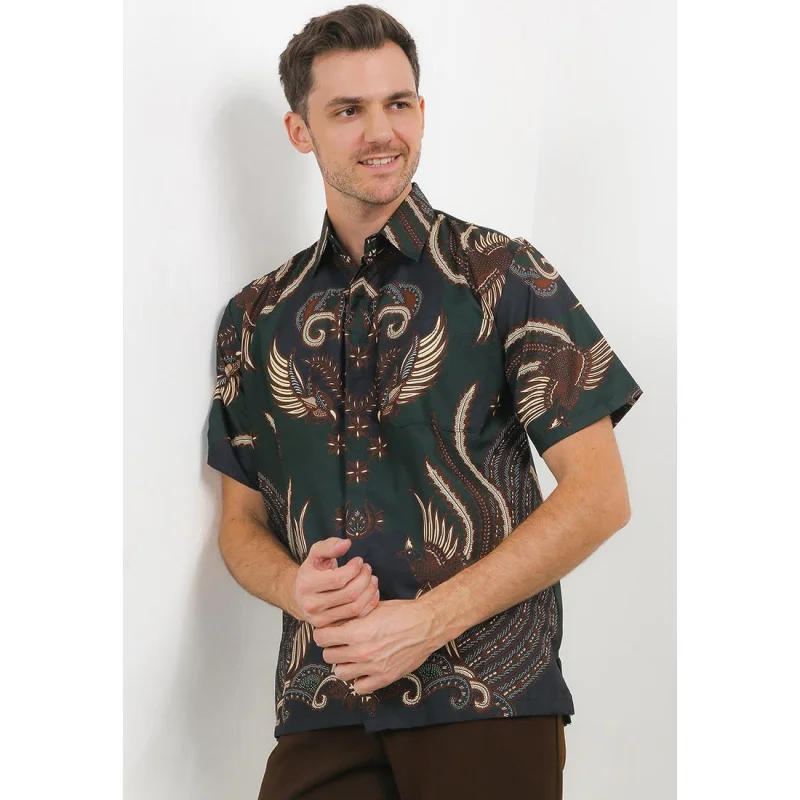 Camicia batik esclusiva da uomo 2025 Aydin manica corta casual e moderna stile nazionale estivo