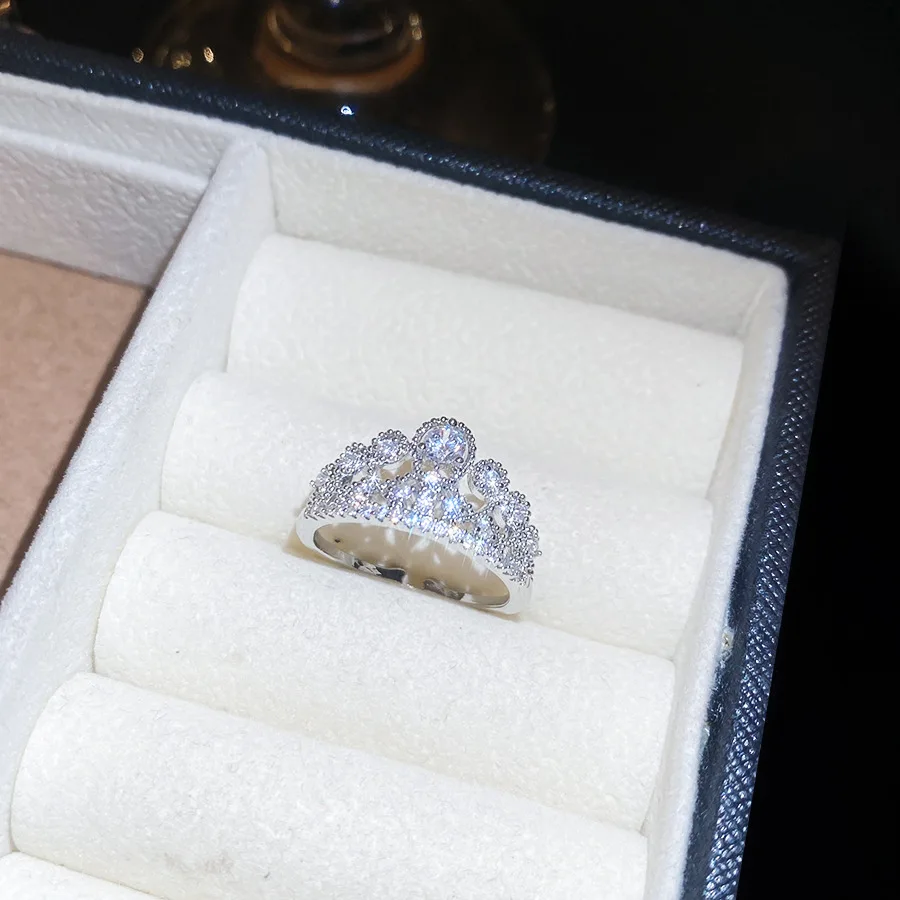 Neuer Vintage Zirkon Hohlperlen Offener Ring Nischen-High-End-Ring Sanfte Ausstrahlung Modeschmuck Paarringe für Herren Luxus – Detail 7