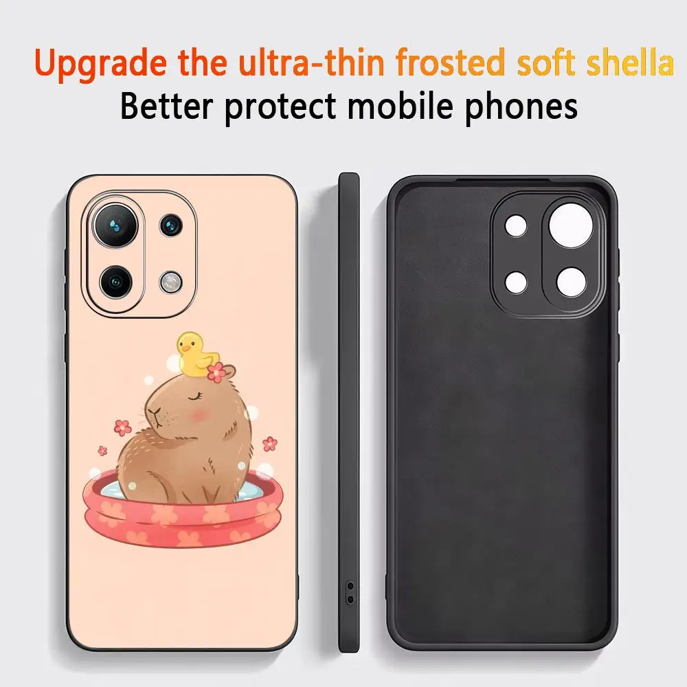 

Phone Case For Xiaomi Redmi Note 15 14T 13Lite 12S 5g 4g Pro Plus Soft Case Black Full Protect Capybara