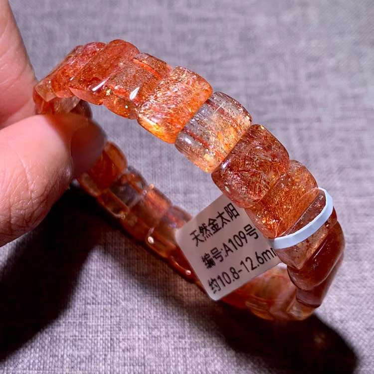 Arusha Natural Orange Strawberry Quartz Sunstone Bracelet 12x8mm Orange Clear Beads Crystal Women Men AAAAAA