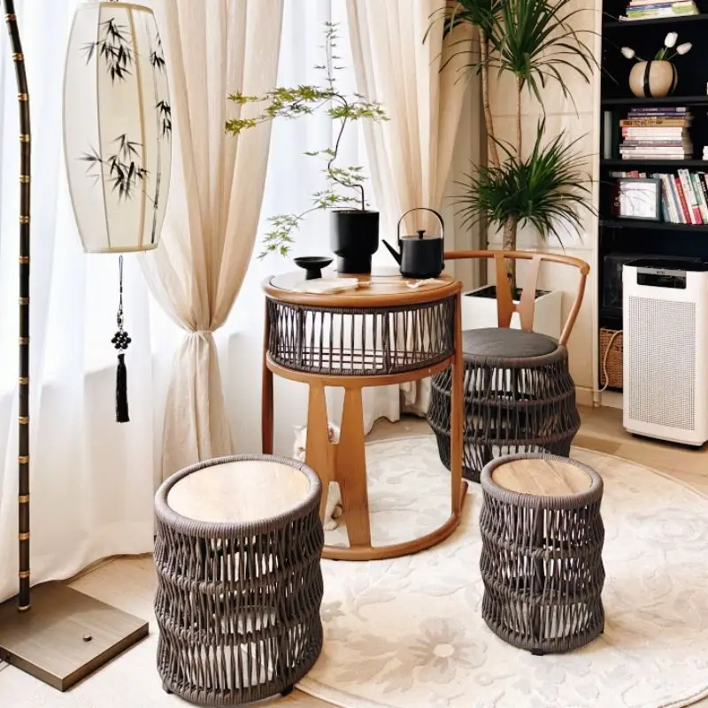 

Balcony tea table and chair combination simple courtyard leisure table and chair three-piece creative rattan chair small