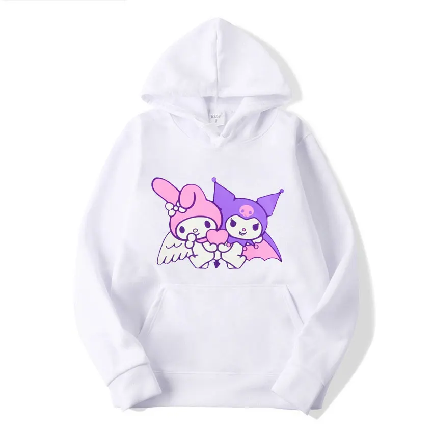 Purple Kuromi Women Hoodie Tops Spring Autumn New Fashion Men Pullover Cartoon Anime Black Couple Oversized Sweatshirt Clothes