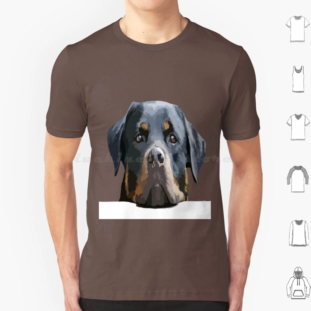 Rottweiler Peering sur un mur blanc vecteur t-shirt hommes femmes enfants 6xl chien chiens Rottweiler Rottie Rotties Rottweilers mignon animal de compagnie