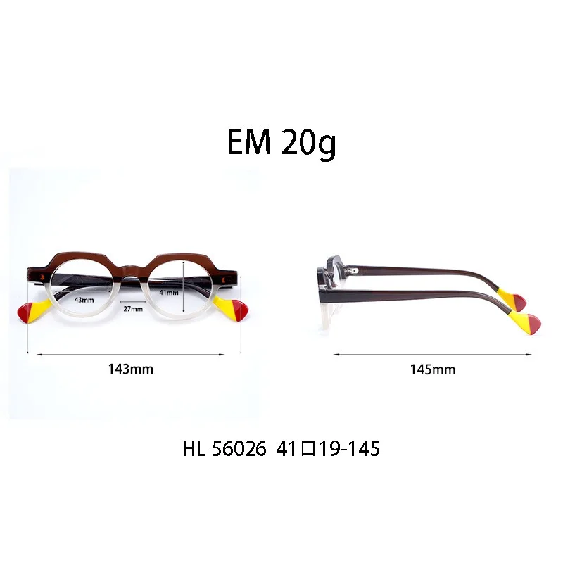 กรอบแว่นตาสีเรโทรสำหรับผู้ชาย แว่นตาอะซิเตท แว่นสายตาสั่งตัดได้ รุ่นแฟชั่นสำหรับผู้หญิง สไตล์สตรีท