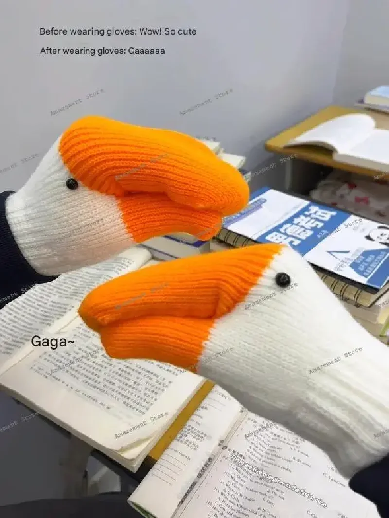 

goose wool mittens, women's autumn and winter warm, piled, thickened and cold-proof, cute couple students creative and funny