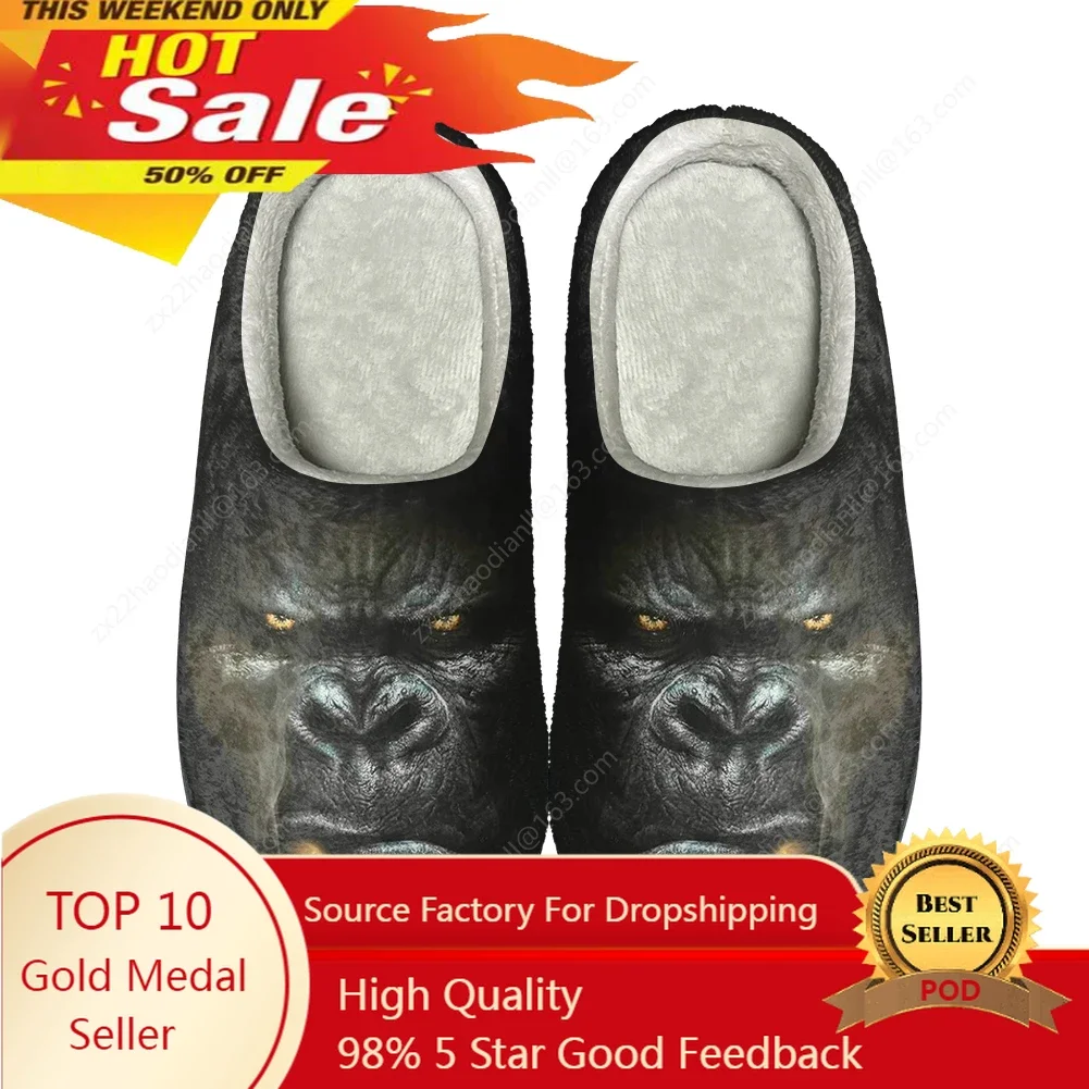 

Funny Monkey Gorilla Home Cotton Custom Slippers High Quality Mens Womens Plush Fashion Casual Keep Warm Shoes Thermal Slipper