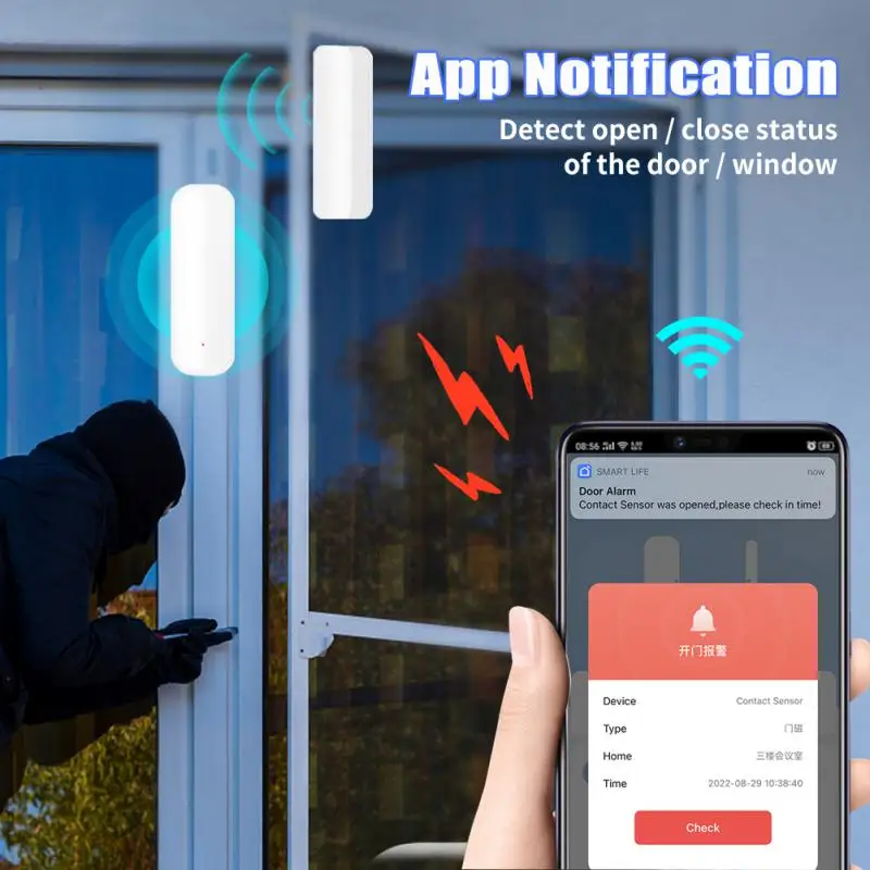 Tuya Smart Zigbee/WiFi sensore porta e finestra allarme magnetico monitoraggio automatico telecamera Wireless dispositivi di sicurezza domestica