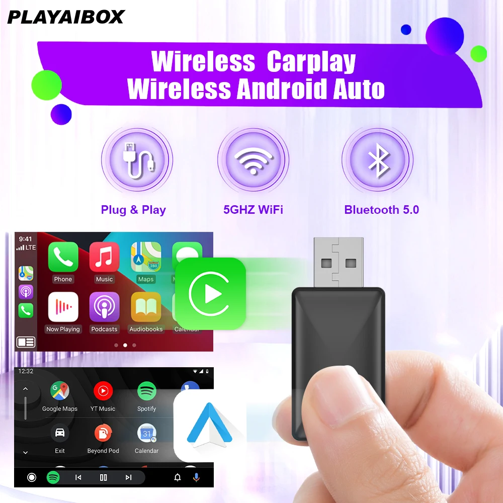 Android Auto Wireless Carplay Adapter 2in1 Play&Plug For iPhone Android Phone Benz Audi Kia Chery Jeep Volvo Peugeot MG Porsche