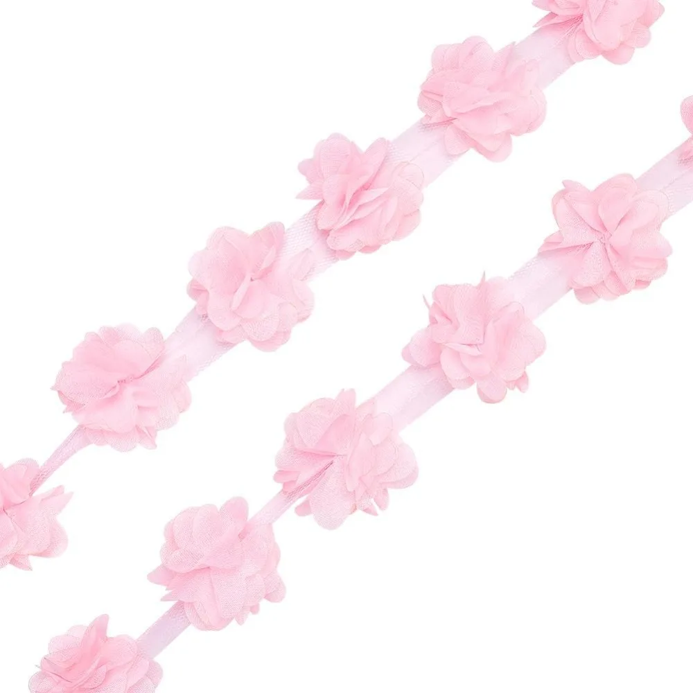 

10 Yards 3D Flower Chiffon Lace Trim 2 Flower Lace Edge Ribbon Trim DIY Sewing Embroidery Fabric Trimming Applique Decoration