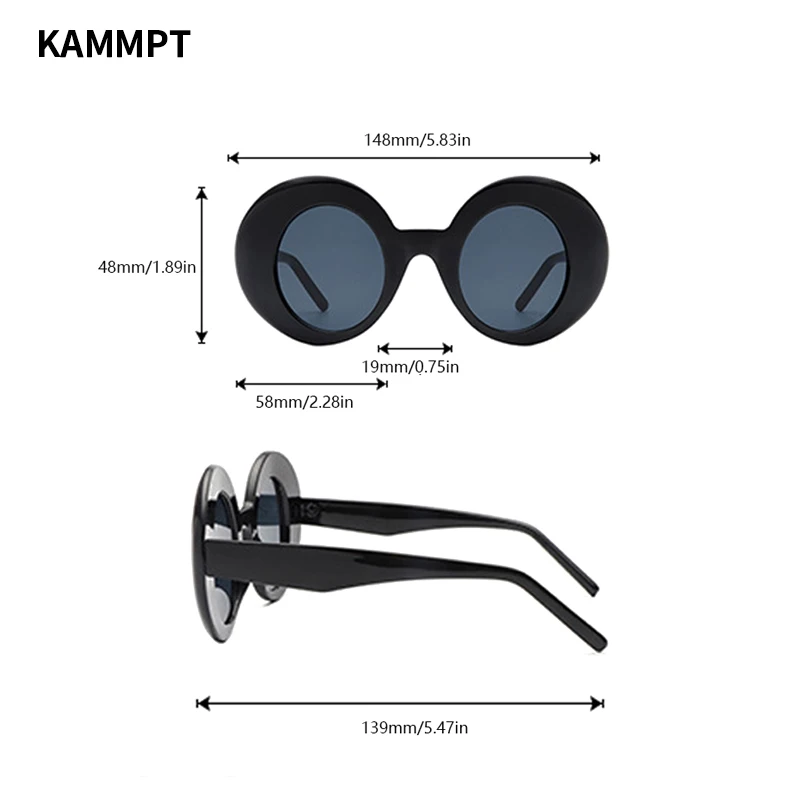 KAMMPT Vintage Round Sunglasses Women 2023 New Fashion Candy Color Outdoor Beach Shades Trendy Ins Brand Designer UV400 Eyewear