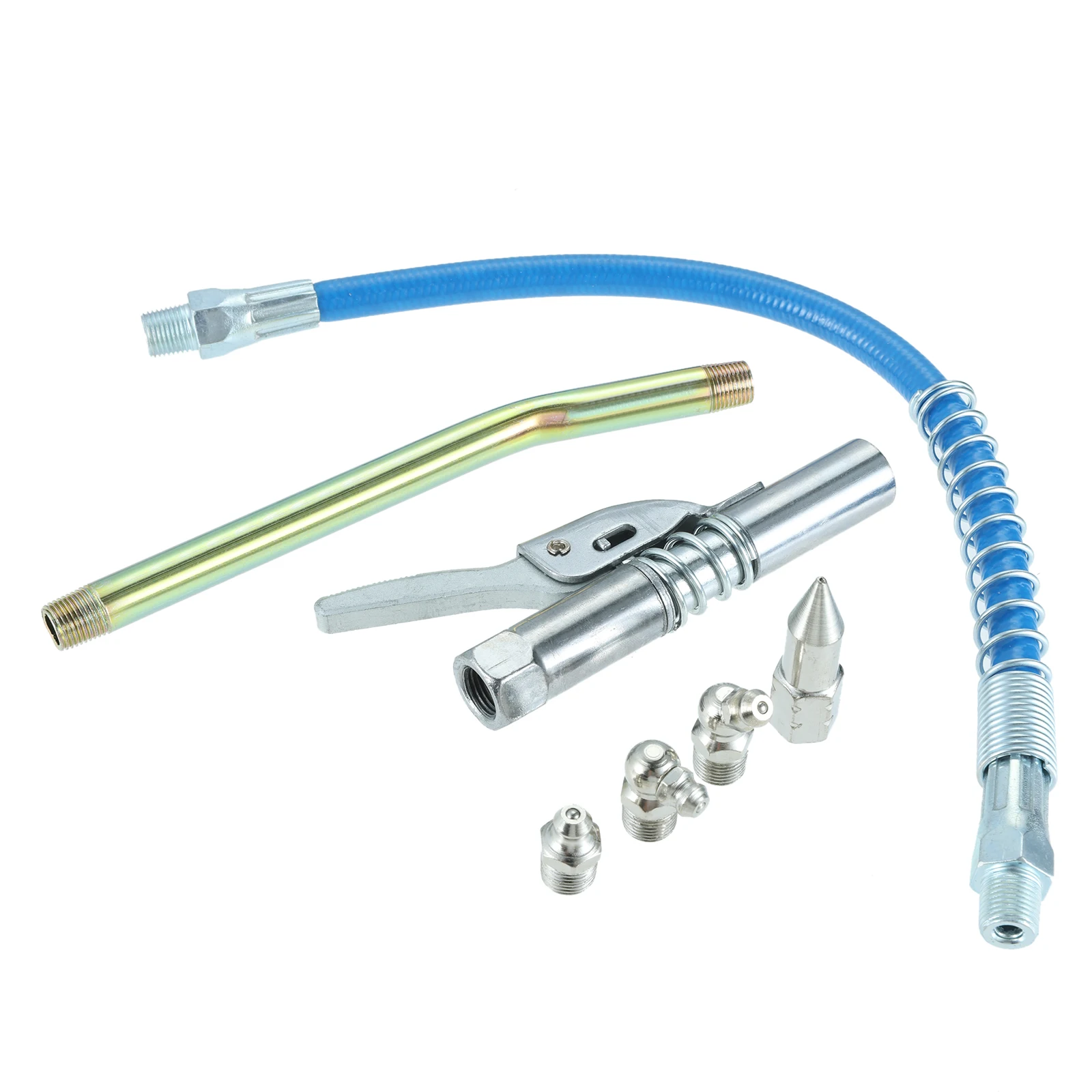 Соединитель масляного пистолета Соединительные наконечники для смазочных пистолетов с пружинным/жестким шлангом Сопламы M10 Фитинг 1/8 дюйма NPT SAE Zerk Соединения 10000 фунтов на квадратный дюйм Противопротекатель