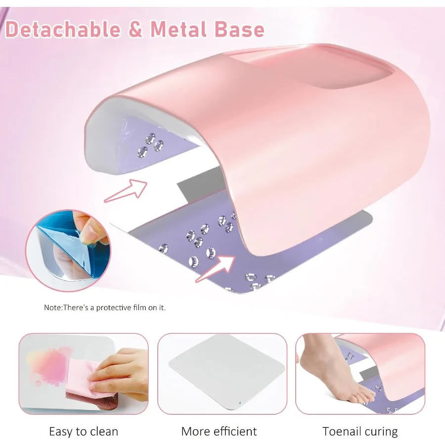 Lampada per unghie UV LED ricaricabile senza fili da 126 WLuce UV professionale per unghie in gel Lampada per polimerizzazione gel con sensore automatico a 4 impostazioni timer