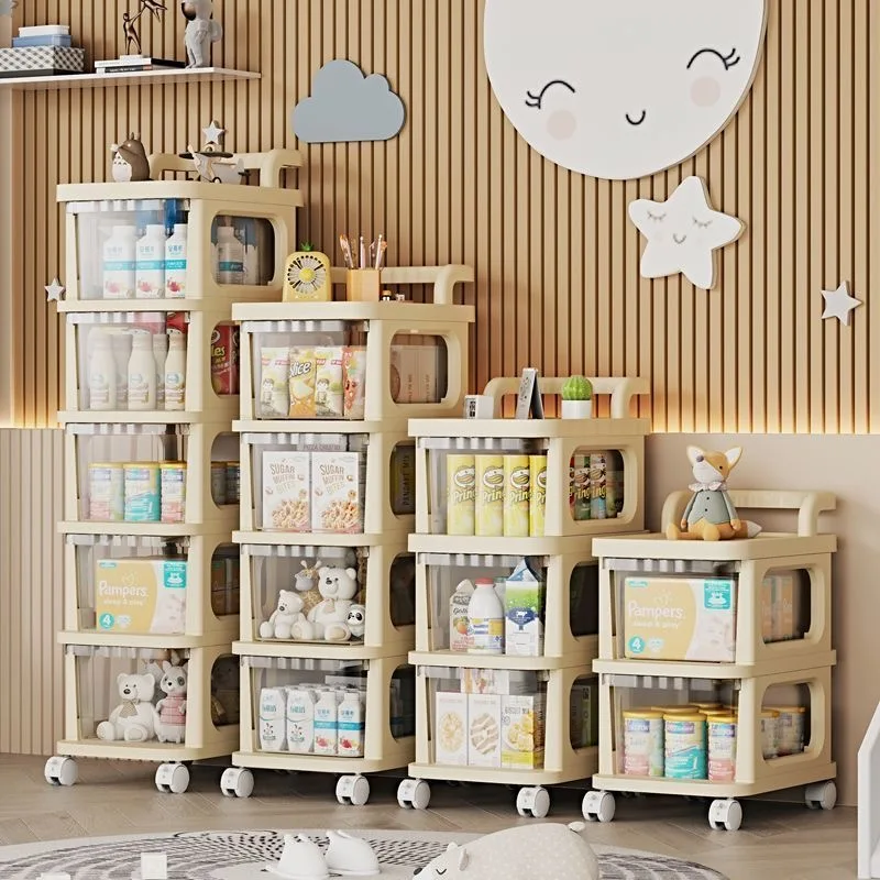 

For Multi-Layer Transparent Trolley Storage Shelf Trolley Organizer Drawer-Type Rolling Storage Mobile Cosmetics Snack Storage R