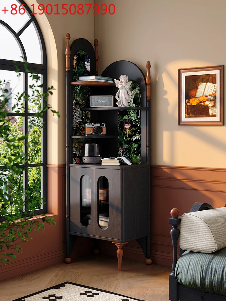 

Угловой шкаф из массива дерева, угловая полка для гостиной во французском стиле ретро, средняя антикварная треугольная книжная полка из ясеня