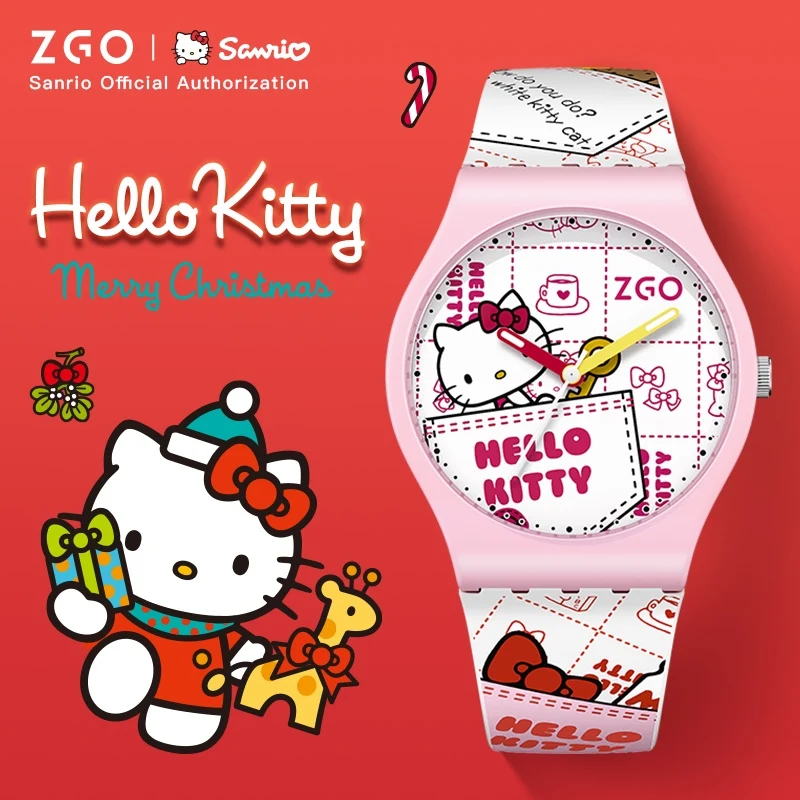 ZGO Sanrio HelloKitty KidsWatch for Girls and Students  Cute Waterproof Quartz Wristwatch Gift 8681
