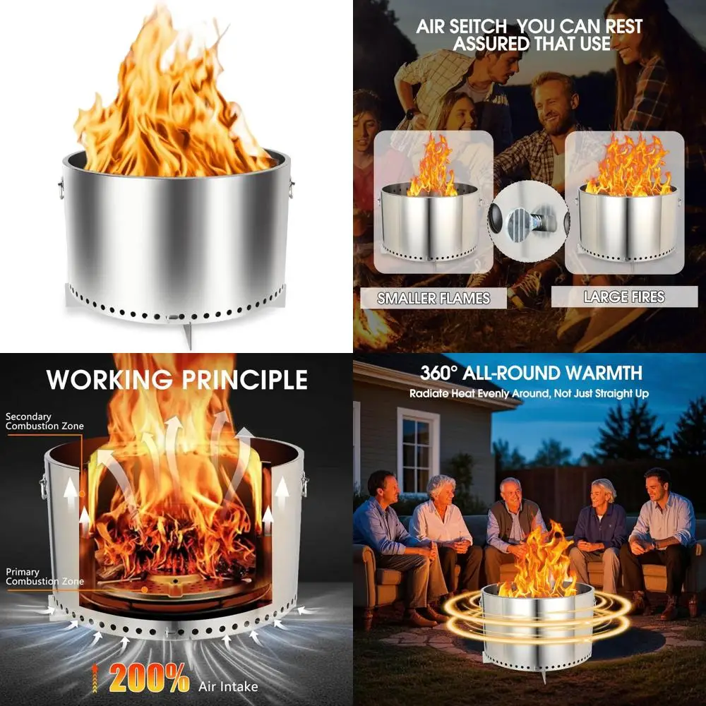 

portable outdoor wood-burning fire pit with removable stand and ash pan