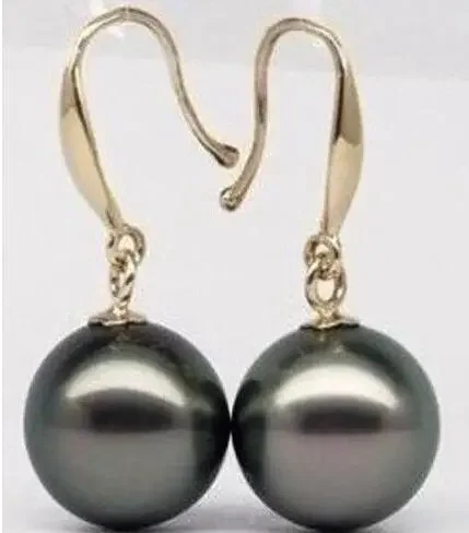 

Beautiful 12mm Tahiti Black Shell Pearl Earrings,