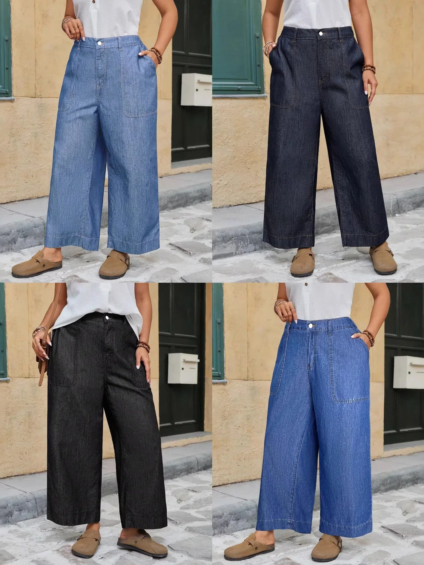 

Джинсы с высокой талией и широкими штанинами, укороченные (9 дюймов), больших размеров, женские, из денима, с высокой эластичностью, весенняя коллекция