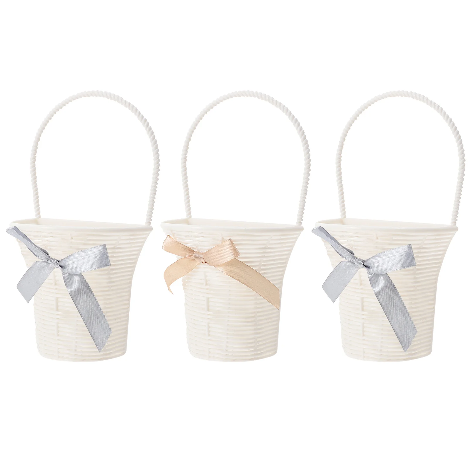 

3Pcs Hanging Flower Baskets Imitation Rattan Plastic Wall Planters Decorative Storage Basket for Flowers Plants Home Decoration