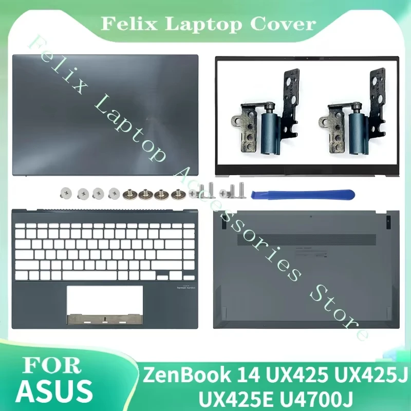 New Original Laptop LCD Back Cover Front Bezel Palmrest Hinges Bottom Case For ASUS ZenBook 14 UX425 UM425 UX425J UX425JA U4700J