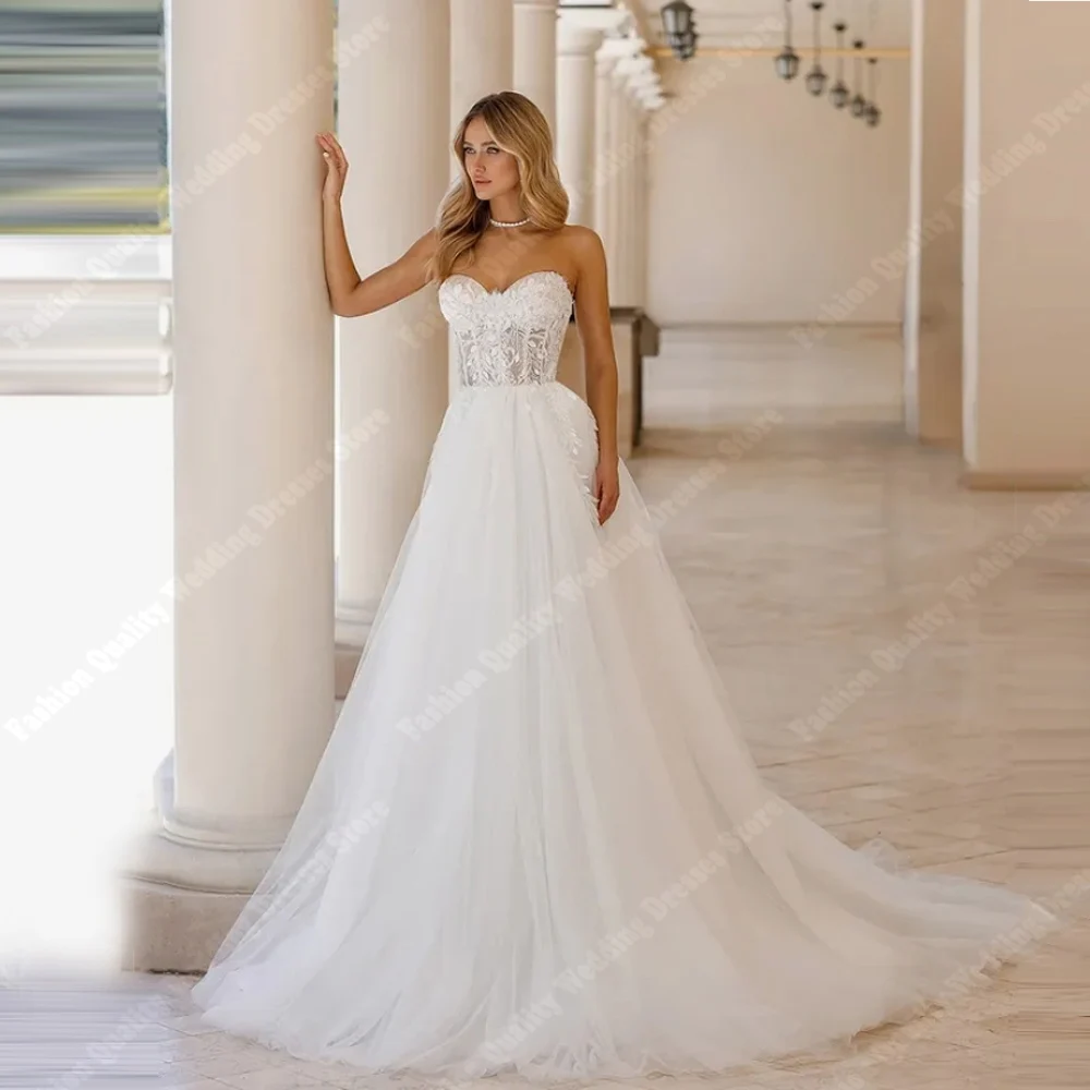 

2025 Sweetheart Collar Women Wedding Dresses Vintage A-Line Tulle Bridal Gowns Engagement Banquet Vestidos De Novias Customized