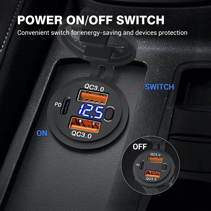 شاحن سيارة معدل بواجهة USB مزدوجة شاحن سيارة صغير للهاتف المحمول USB سبائك الألومنيوم التبديل شاحن سيارة