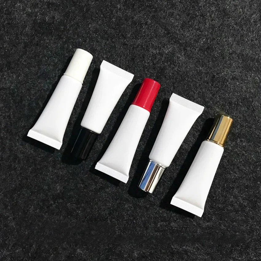 10ml 10g ホワイトプラスチックソフトチューブ空の化粧品スクイーズボトルアイクリームリップグロスローションサンプル詰め替え容器