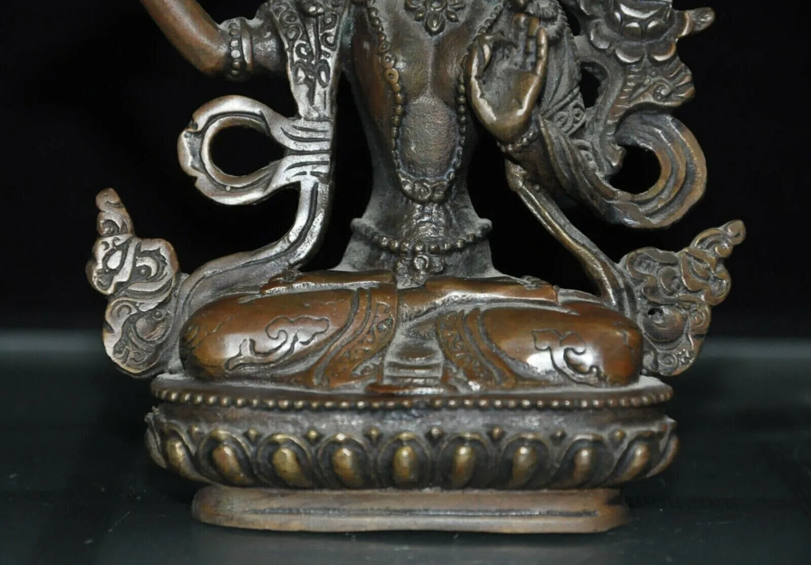 Old Tibet Buddhism Bronze Hold Sword Tara Kwan-Yin GuanYin Goddess Buddha Statue