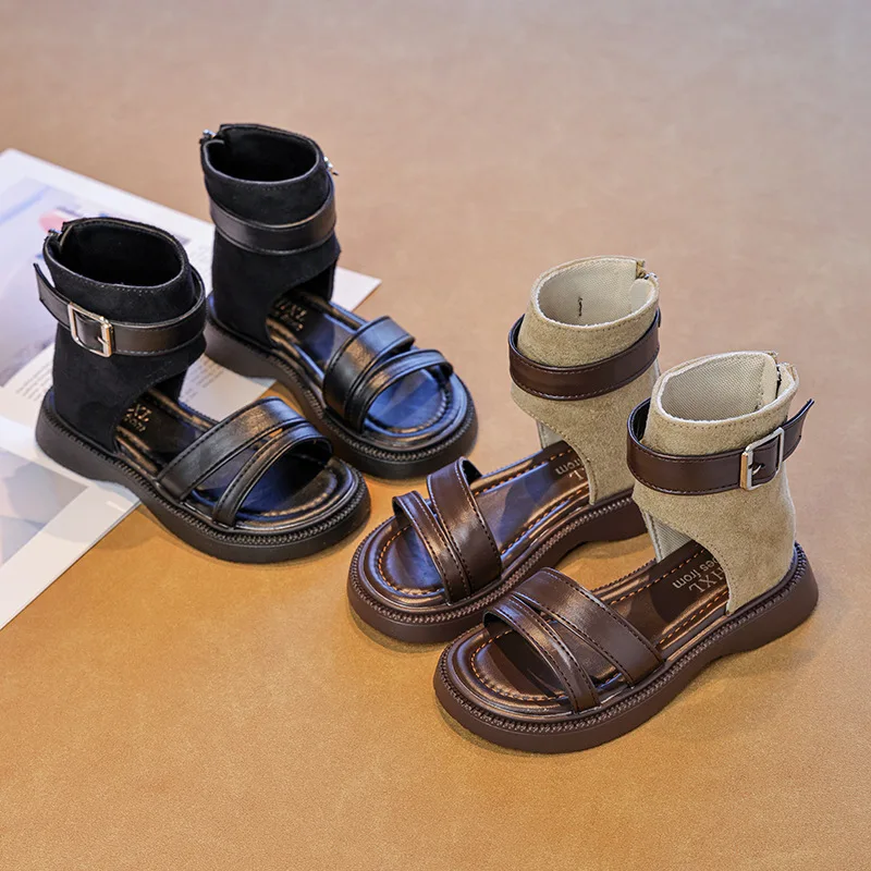 

Jogerli Classmate Girls High-top Sandals New Summer Fashion Open-toed Soft-soled Roman Shoes Children's Cool Boots