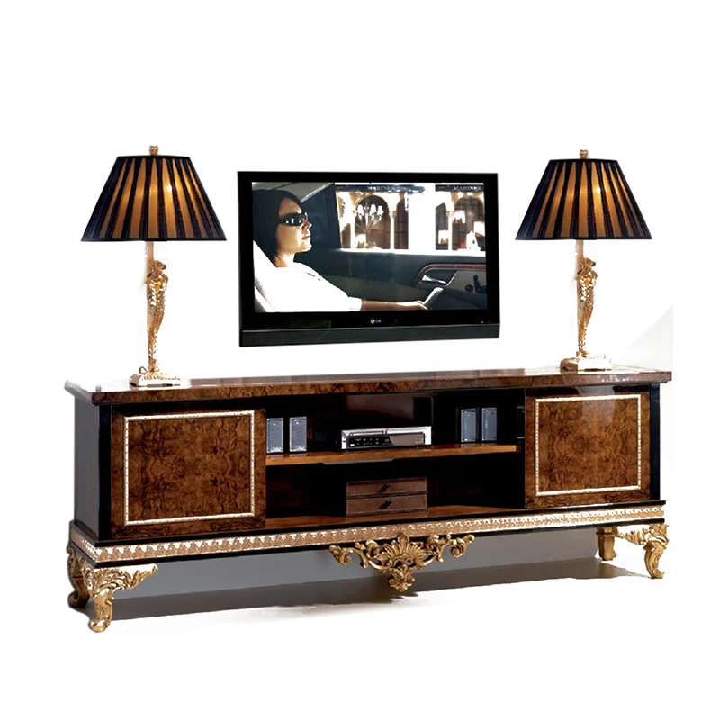 European style TV cabinet, coffee table combination, solid wood living room, floor cabinet, bedroom furniture