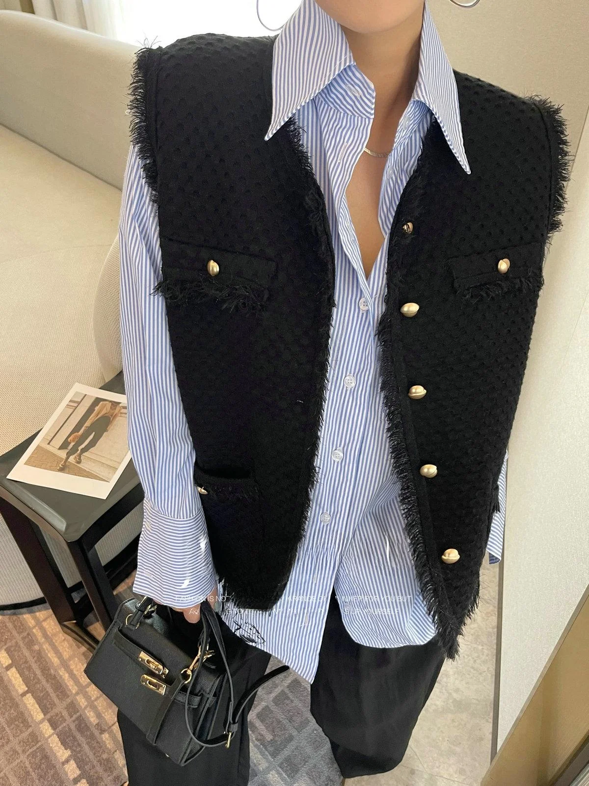 

JINGONI Knitted Vest Outerwear Women's Loose Slimming oulder Pad Spring New Sle Small Fraance Sle Commute Sle Pure ...