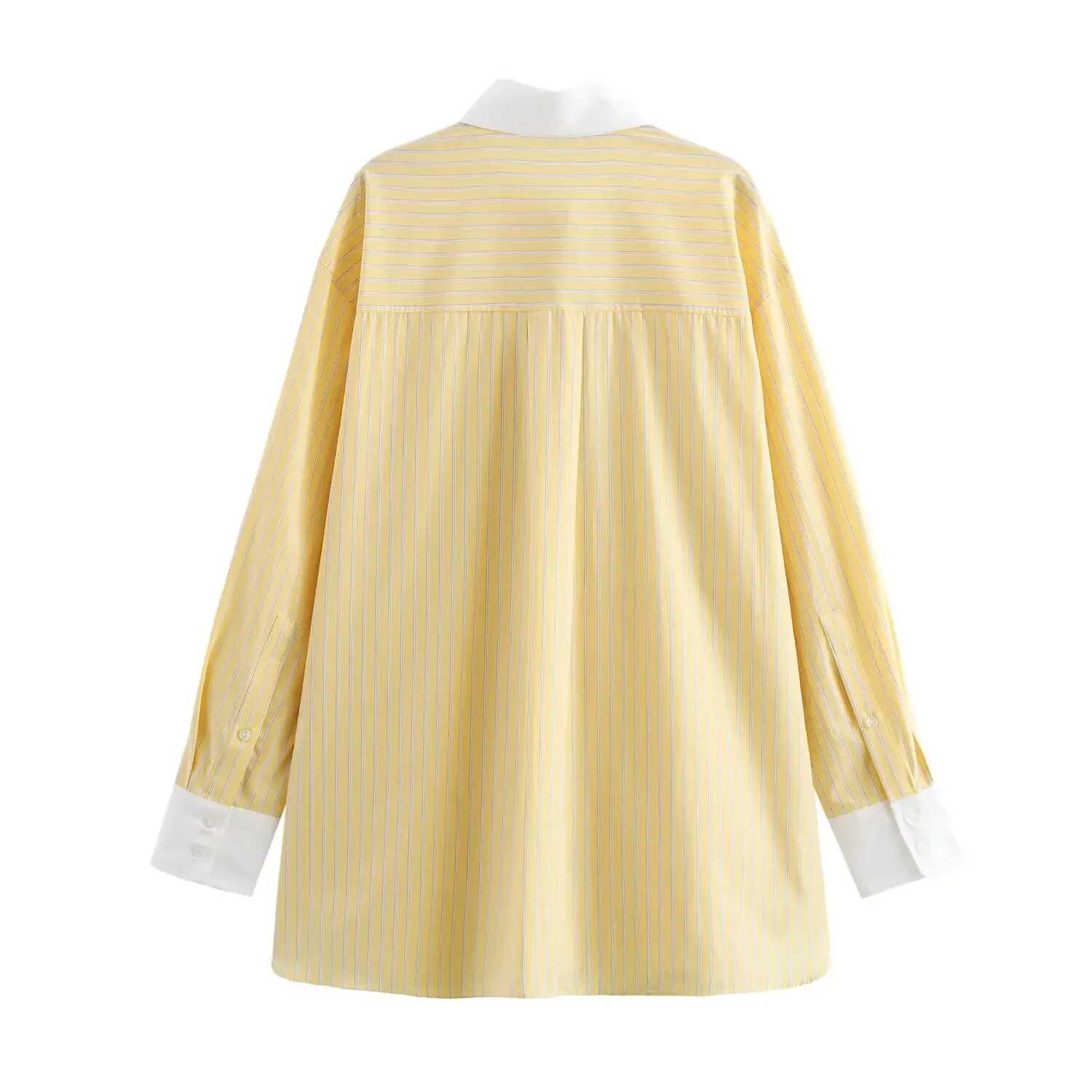 

Новая женская рубашка из поплина в полоску с отложным воротником и длинным рукавом, свободного кроя, универсальная, для офиса, весна 2025