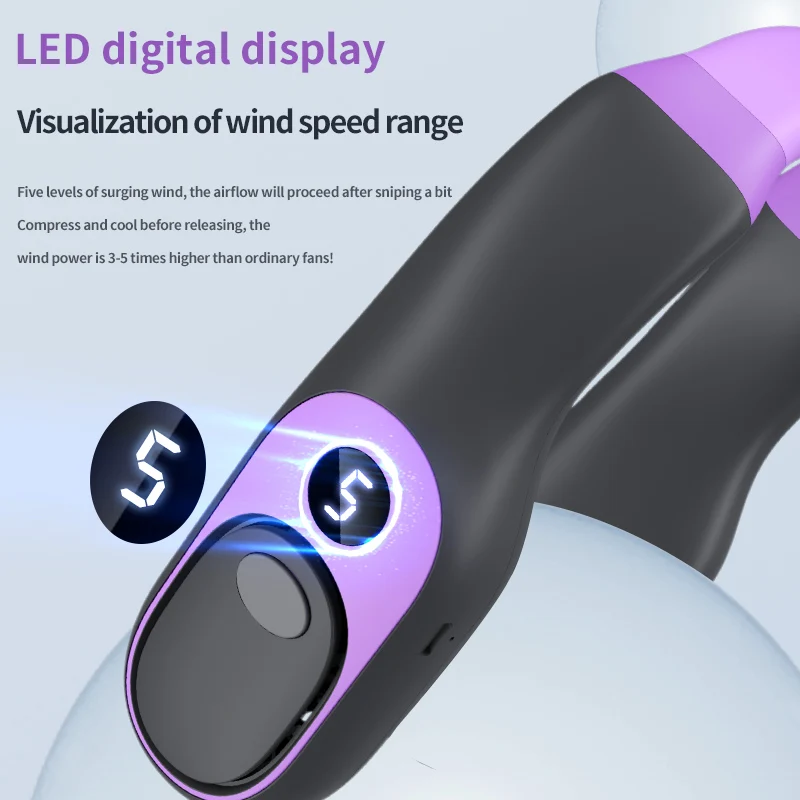 Outdoor Small Fan Digital Display Feature Hanging Neck Mini Usb Fan Easy Charging Small Fan Student Sports Digital Display Fan