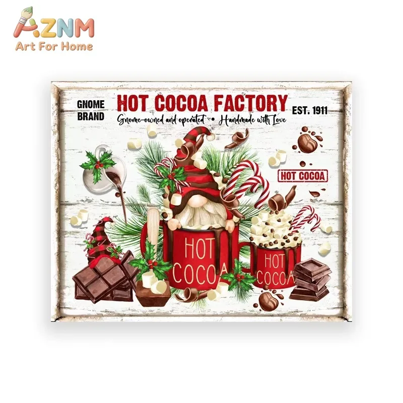 Single Christmas Hot Cocoa Canvas Wall Art Gingerbread Candy Land Bakery Sign Wall Prints Living Room Bedroom Home Decor Poster