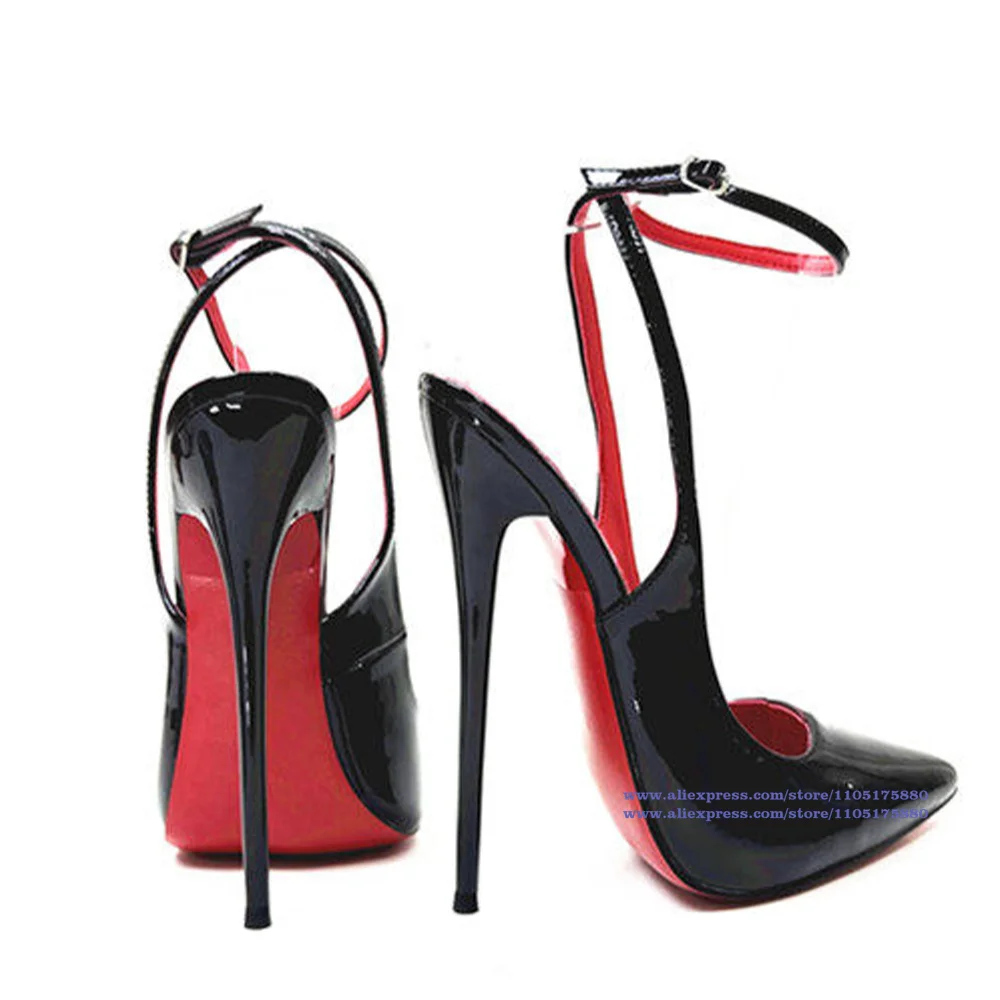 Black Patent Leather Stiletto Heels Pumps Pointy Toe High Heels Sandals Designer Dress Party Shoes Sandalias De Mujer Verano