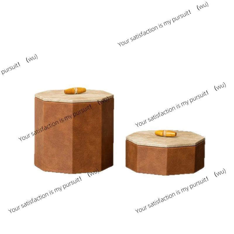 

Итальянская легкая роскошная кожаная шкатулка для хранения драгоценностей цвета карамельного цвета, декоративные украшения, элитная прикроватная тумбочка с маятником